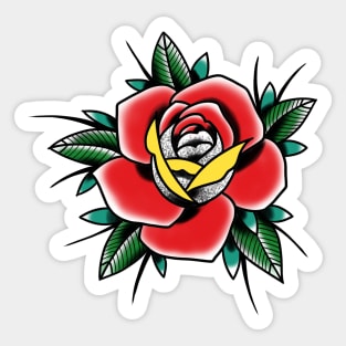 Traditional Rose with colours Tattoo style design Sticker
